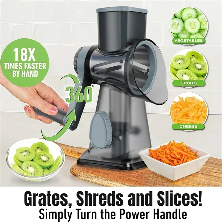 Kitchen Gadgets New 2025 - 2025 3-in-1 Rotary Cheese Grater Multifunctional