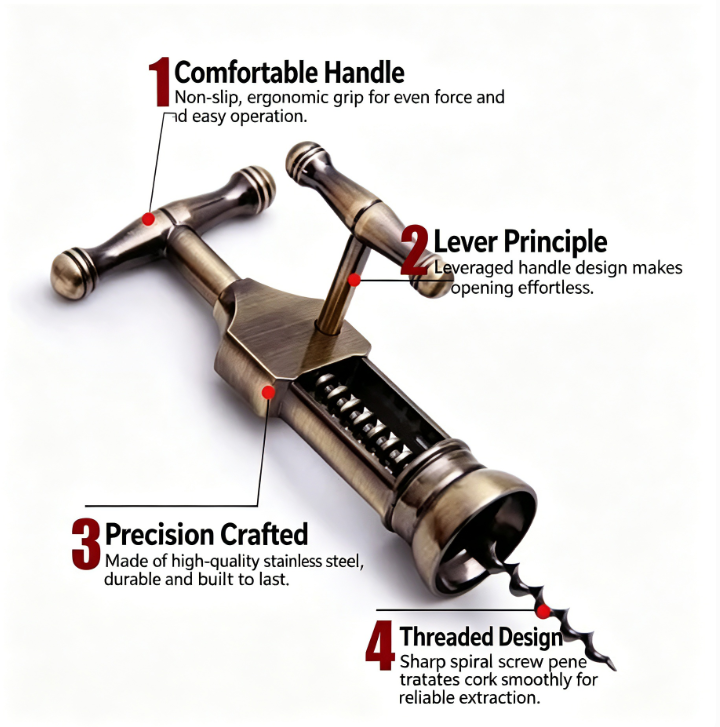 Kitchen Gadgets Vintage - Vintage Rack Pinion Corkscrew Wine Bottle