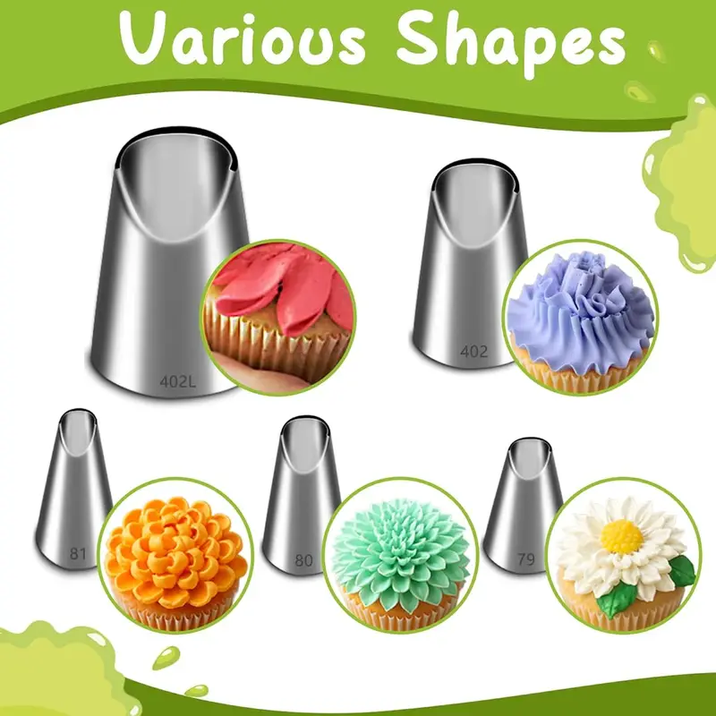 Kitchen Hanging Gadgets - 5PCS Stainless Steel Piping Nozzles Set,Chrysanthemum