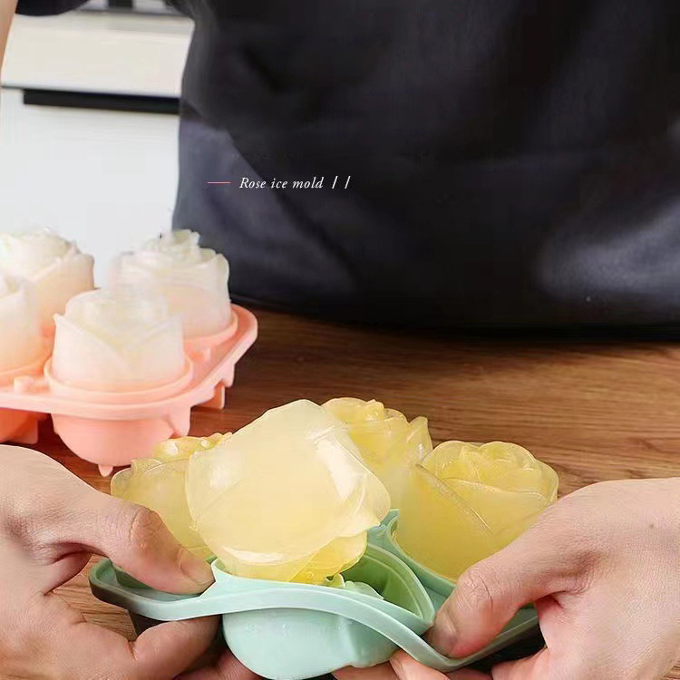 3D Rose Ice Molds 4 Holes Ice  - Kitchen Hanging Gadgets 评论和价格