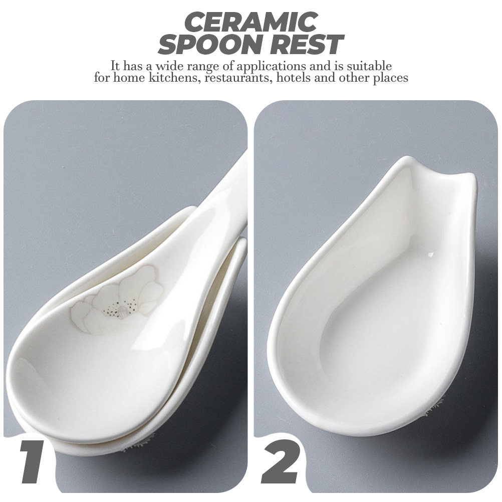4Pcs Ceramic Spoon Rest Spoon  - Kitchen Gadgets You Must Have 评论和价格